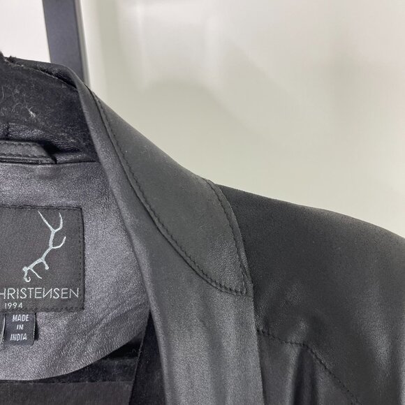 Bod & Christensen Women's Black Draped Collar Leather Snap Sleeve Jacket Size M - Picture 4 of 14